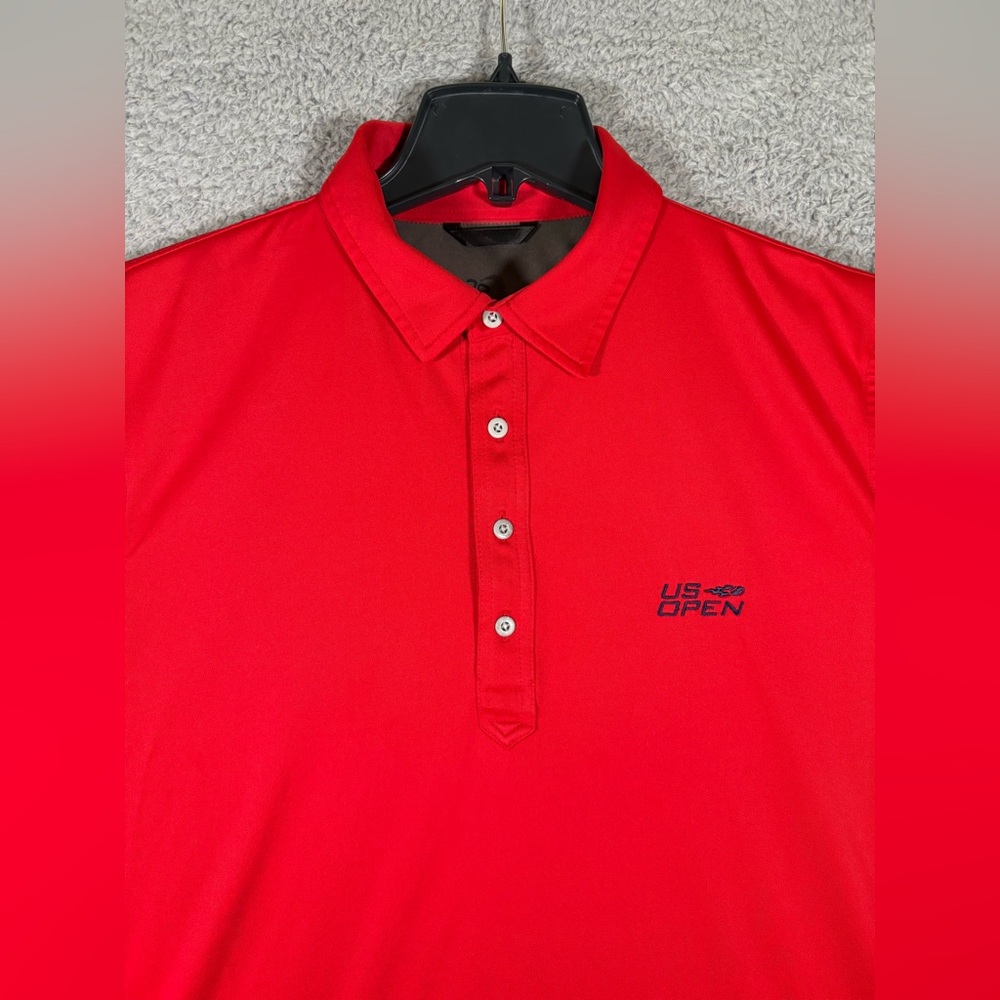 Zero Restriction Polo Shirt Mens Size L Red Short Sleeve US Open Tennis Logo